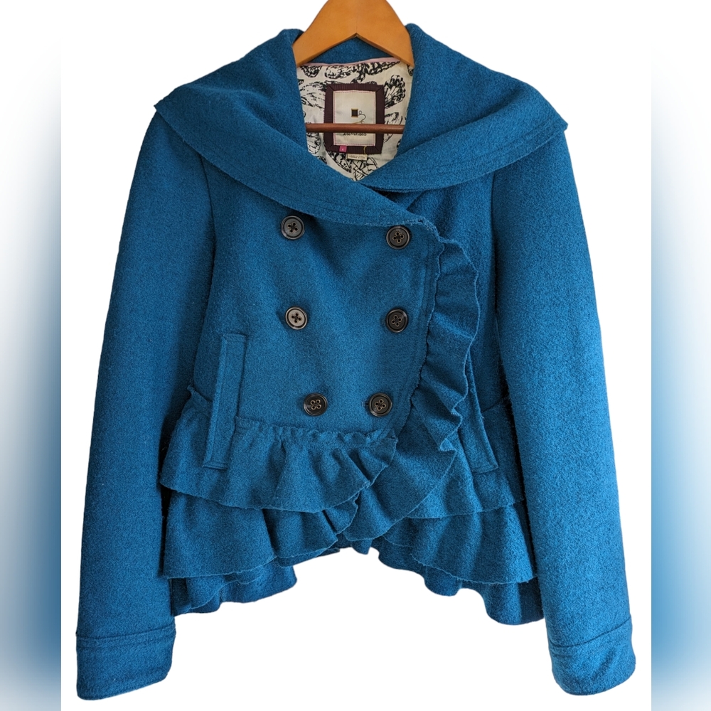Anthropologie Elevenses Ruffle Jacket Size 6